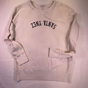 Hiro Clark White Long Sleeve Santa Ynez Crewneck Pullover Sweatshirt Size Small